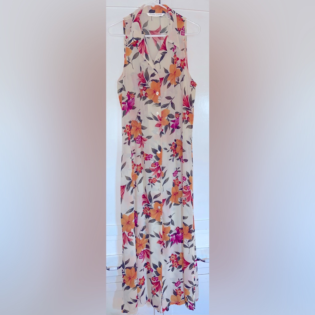 Victoria's Secret Orange Pink Maxi Halter Dress